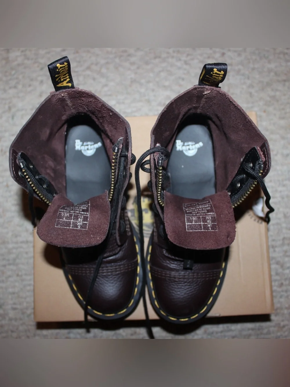Dr. Martens burgundy Sinclair Leather Lace-Up/Zip Boots